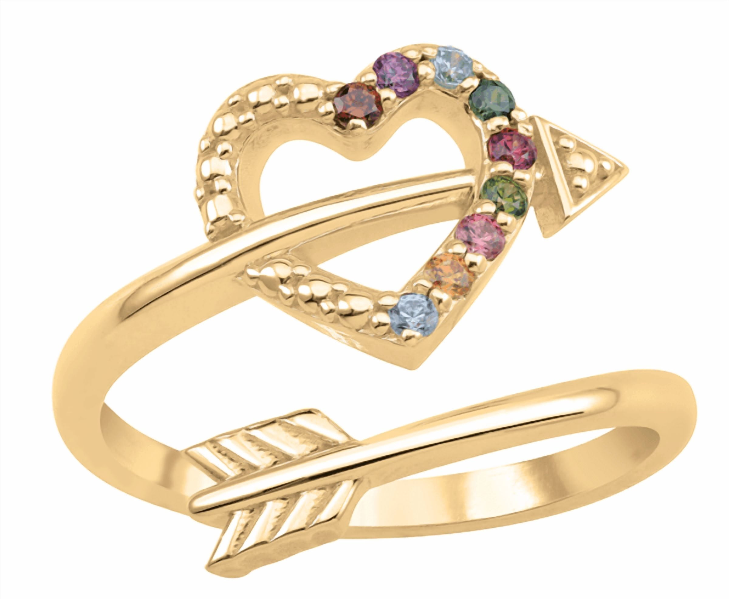 Heart with Arrow Personalized Ring by Jewlster in Gold Plated Sterling Silver