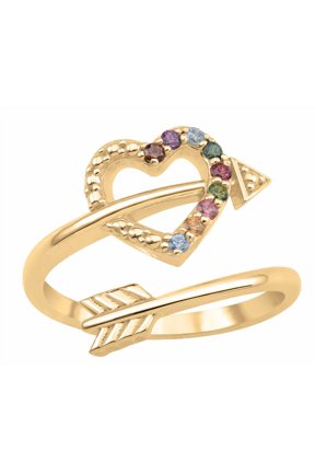 Heart with Arrow Personalized Ring by Jewlster in Gold Plated Sterling Silver