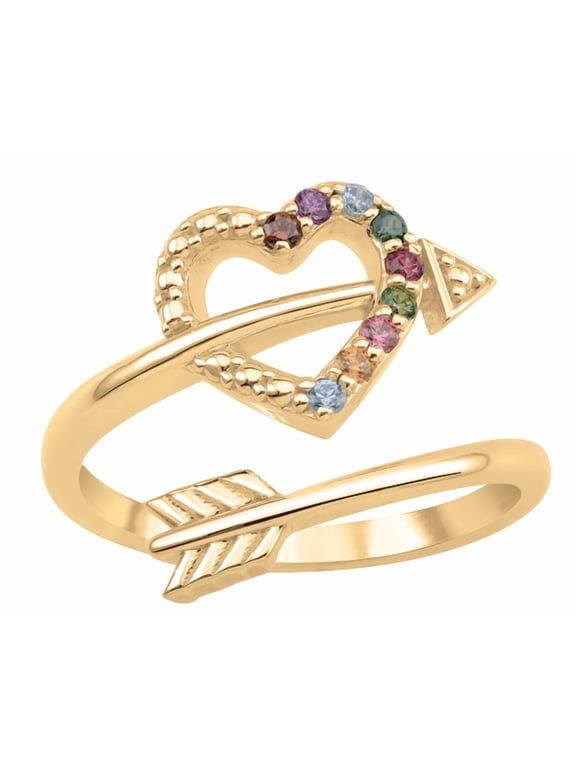 Heart with Arrow Personalized Ring by Jewlster in Gold Plated Sterling Silver