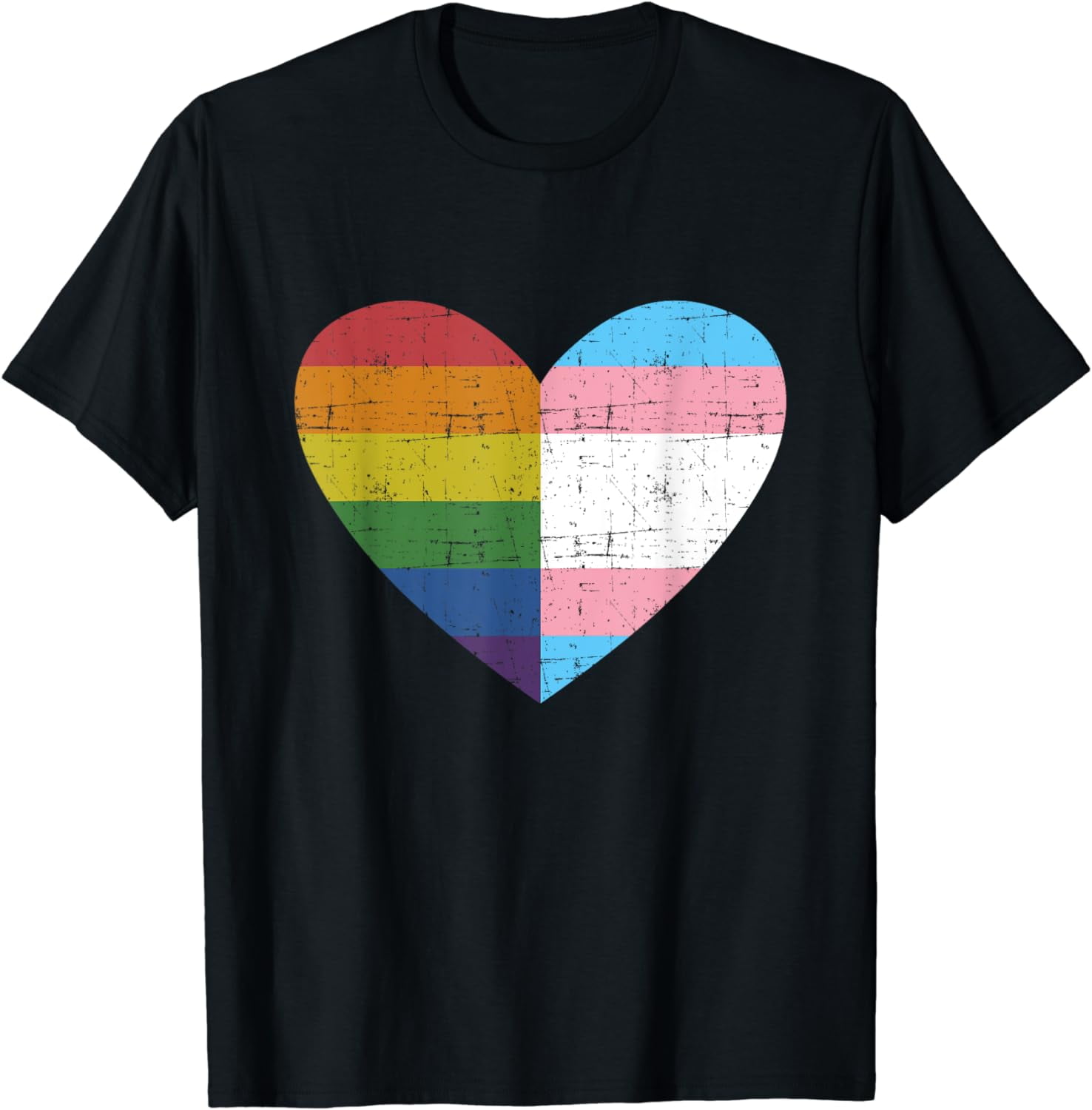 Heart with rainbow and transgender flag for pride month T-Shirt ...