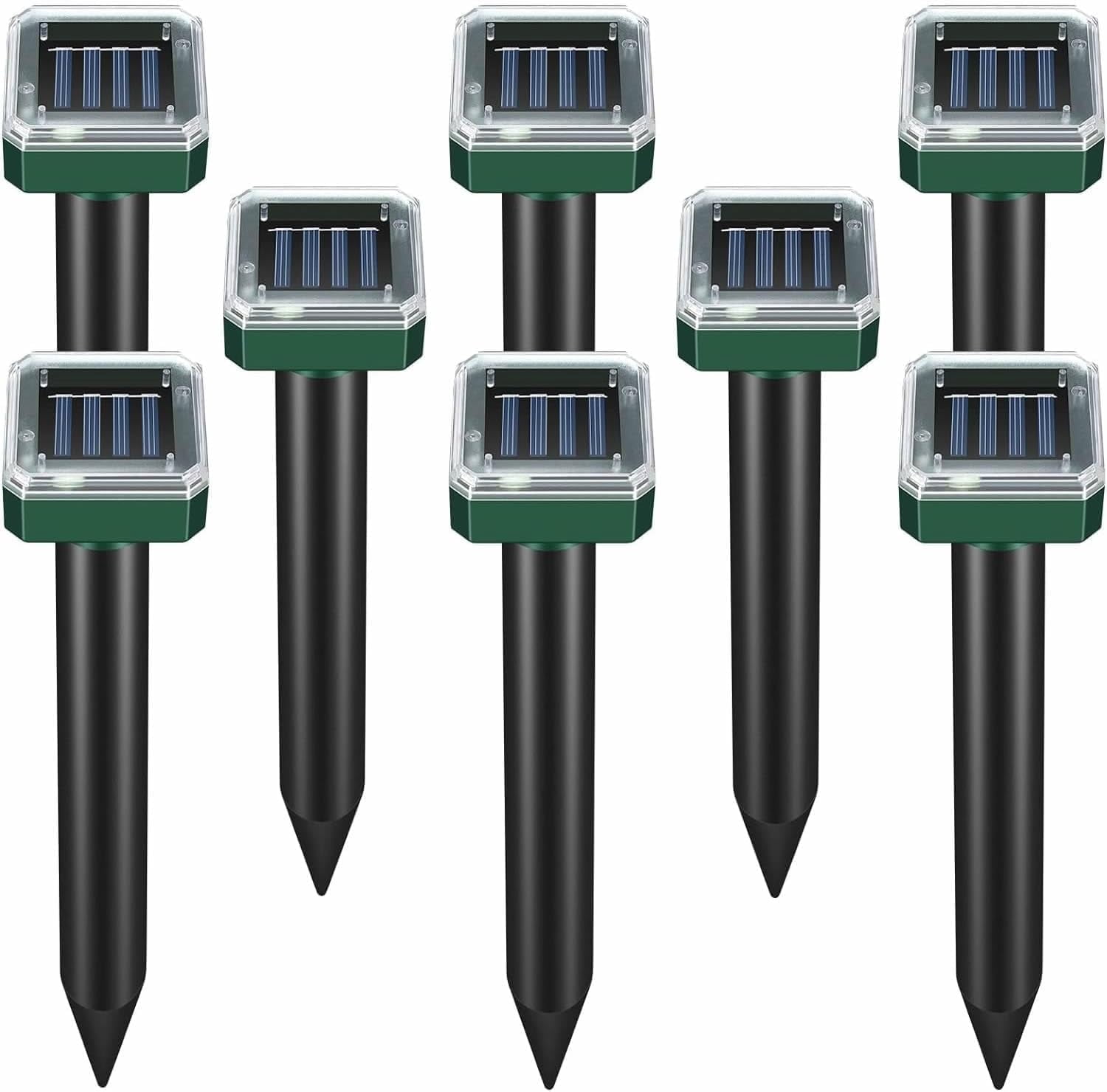 HeartGoods Mole Repellent Solar Powered, Waterproof Vole Chipmunk Repellent Outdoor,Ultrasonic Gopher Repellent for Lawn Garden, Mole Deterrent,Groundhog Repeller, Snake (8 Packs)