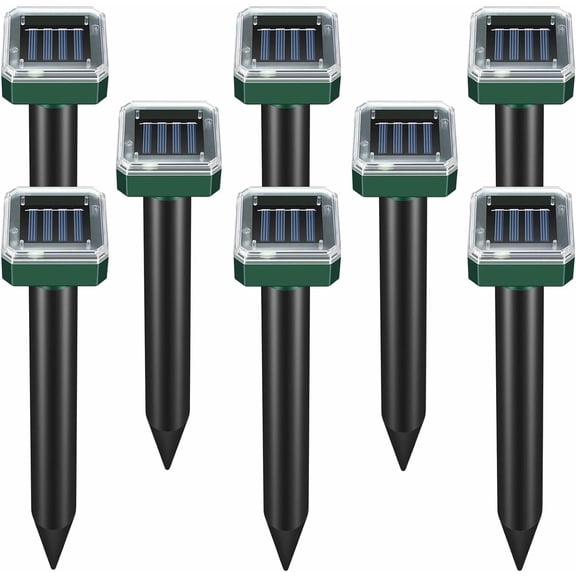 HeartGoods Mole Repellent Solar Powered, Waterproof Vole Chipmunk Repellent Outdoor,Ultrasonic Gopher Repellent for Lawn Garden, Mole Deterrent,Groundhog Repeller, Snake (8 Packs)