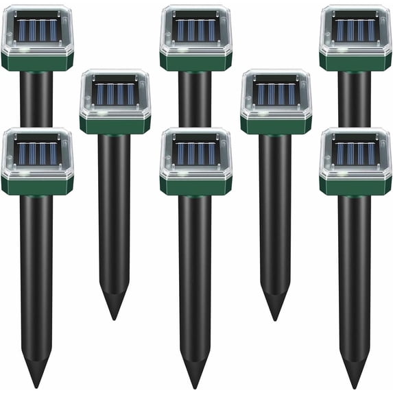 HeartGoods Mole Repellent Solar Powered, Waterproof Vole Chipmunk Repellent Outdoor, Ultrasonic Gopher Repellent for Lawn Garden, Mole Deterrent, Groundhog Repeller, Snake (8 Packs)