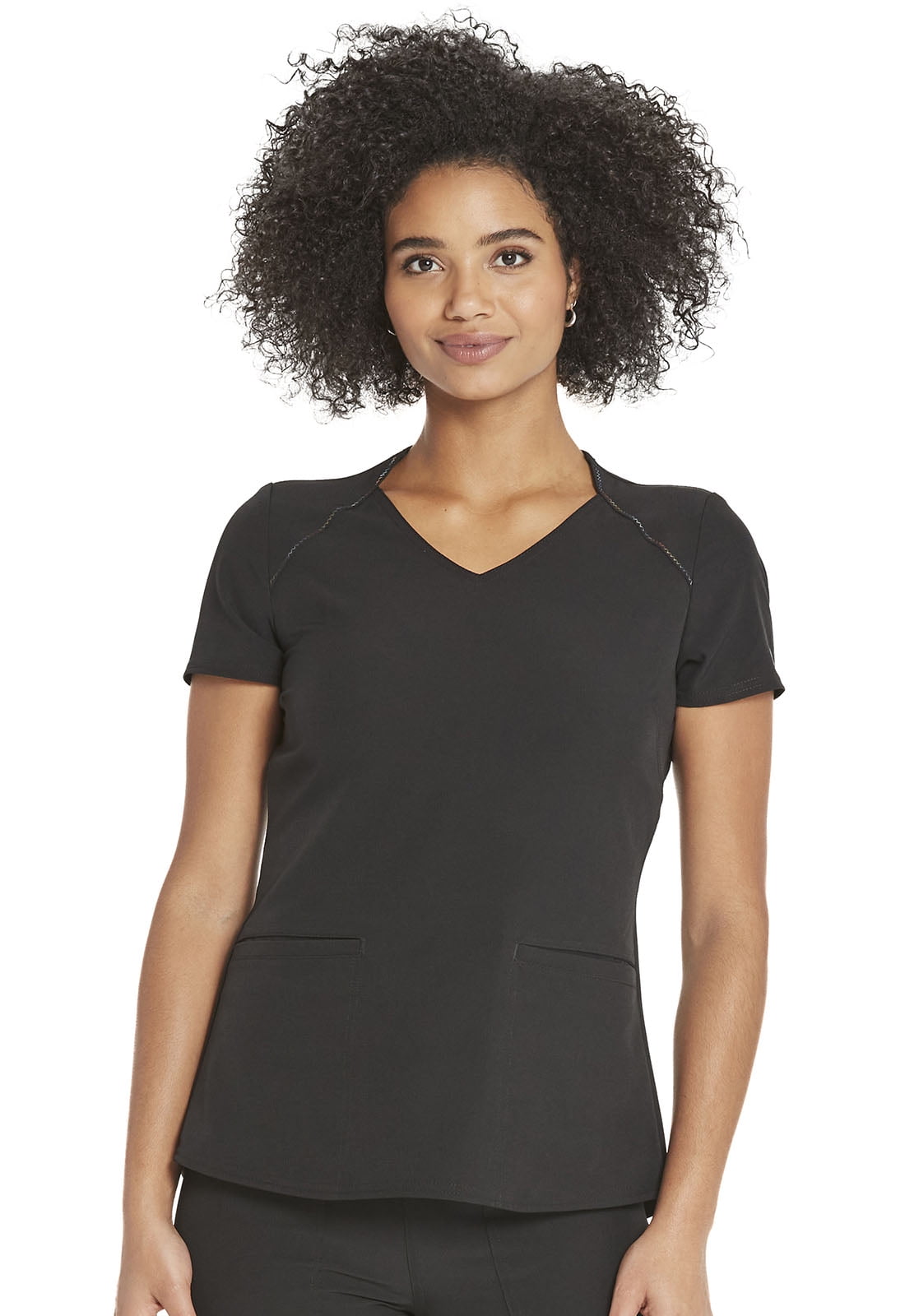 HeartSoul Break On Through Women Scrubs Top VNeck HS830, S, Black
