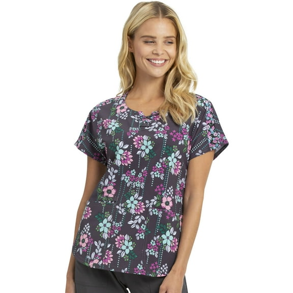 HeartSoul Break On Through Women's Scrubs Top Round Neck HS686