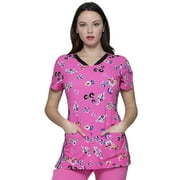 HeartSoul Women Scrubs Top V-Neck HS721, XS, Flowering Fields