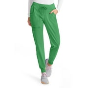 HeartSoul Womens Medical Scrub Jogger Pants Contemporary fit Drawstring Waistband Jogger with 5 Pockets - HS030P, L Petite, Kelly Green