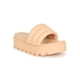 thumbnail image 1 of HeartThentic Puffy Padded Thick Strap Lugged Sole Open Toe Platform Ridged Treaded Flatform Sole Spring Summer Slide Sandals by Kayleen - Nude Vegan Leather (Size: 9.0), 1 of 3