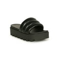 thumbnail image 1 of HeartThentic Puffy Padded Thick Strap Lugged Sole Open Toe Platform Ridged Treaded Flatform Sole Spring Summer Slide Sandals by Kayleen - Black Vegan Leather (Size: 6.5), 1 of 3