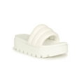 thumbnail image 1 of HeartThentic Puffy Padded Thick Strap Lugged Sole Open Toe Platform Ridged Treaded Flatform Sole Spring Summer Slide Sandals by Kayleen - White Vegan Leather (Size: 5.5), 1 of 3