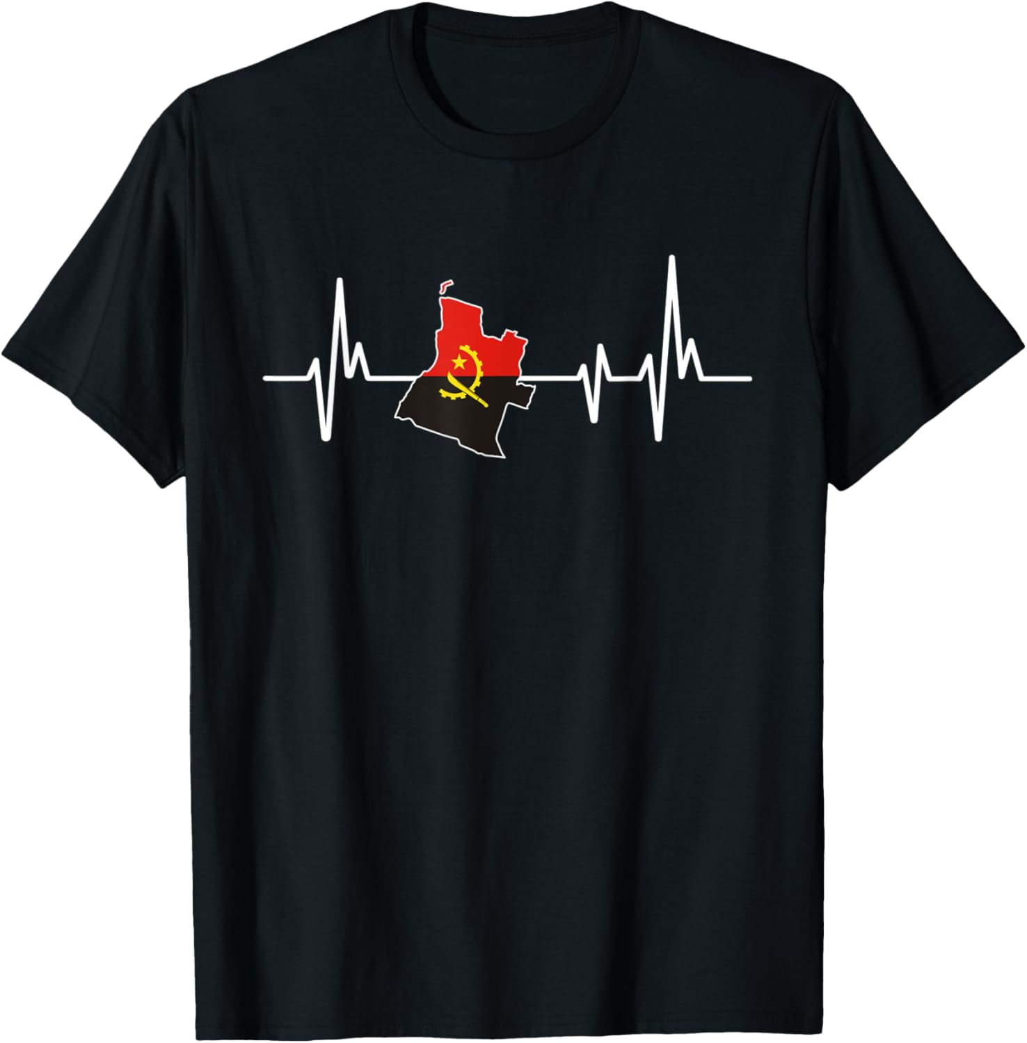 Heartbeat Design Angolan Flag Angola T-Shirt - Walmart.com