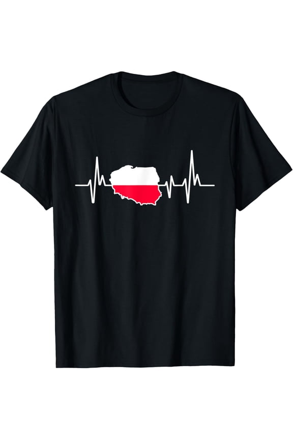 Heartbeat Design Polish Flag Poland T-Shirt