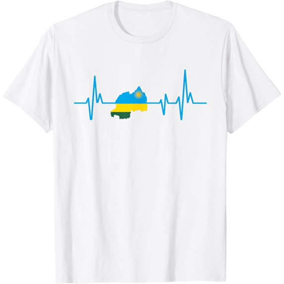 Heartbeat Design Rwandan Flag Rwanda T-Shirt
