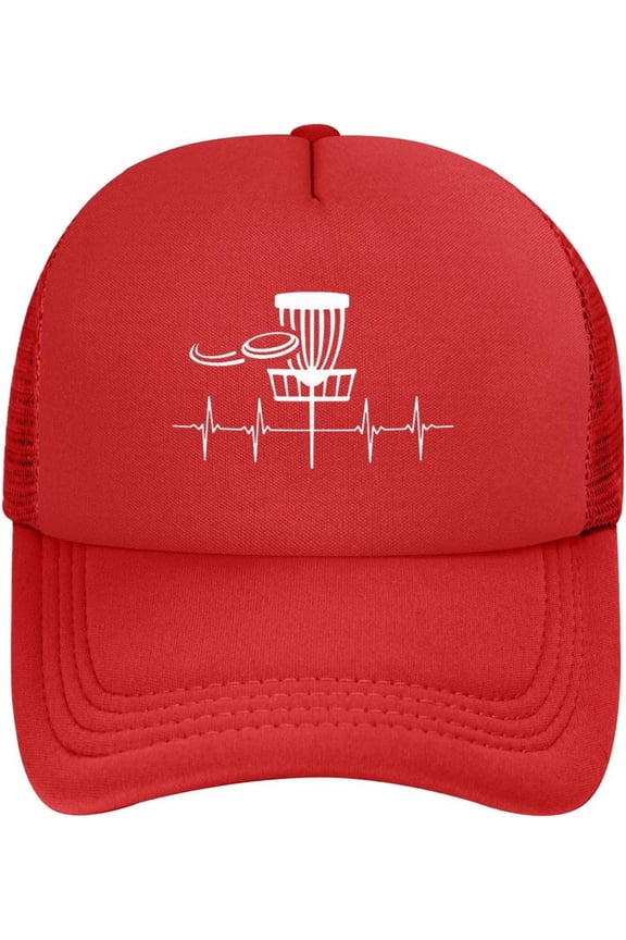 Heartbeat Disc Golf Baseball Caps Classic Solid Color Adjustable Mesh Baseball Cap for Men Women Black
