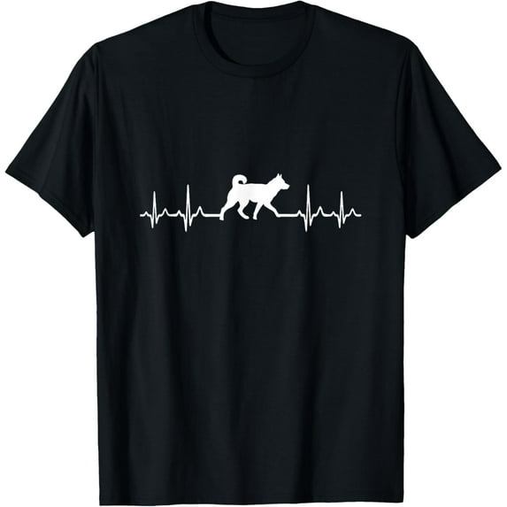 Heartbeat Dog - ECG Pulse Alaskan Husky T-Shirt men and women can wear, black, white, gifts