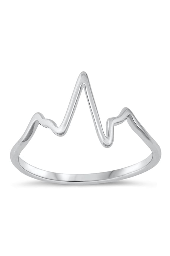 Heartbeat EKG Love Heart Ring .925 Sterling Silver Band Jewelry Female Male Unisex Size 9