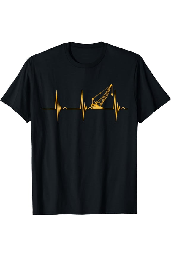 Heartbeat EKG Pulse Heavy Equipment Operator Crane Operator T-Shirt