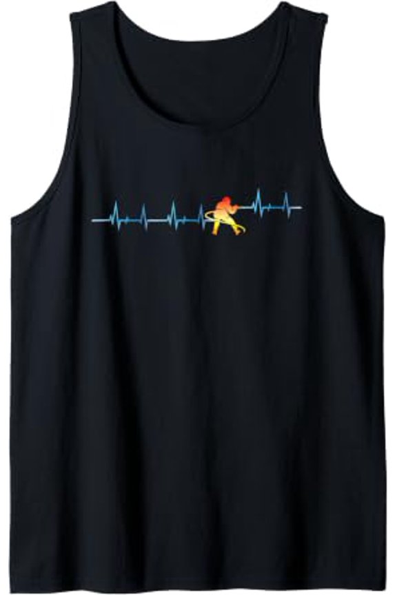 Heartbeat Firefighter Fire Department Fireman Tank Top Size S-3XL