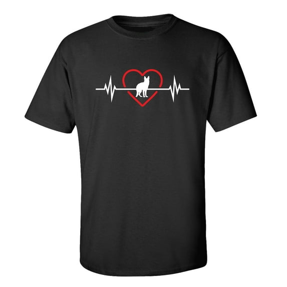 Heartbeat German Shepherd Adult Unisex Short Sleeve T-Shirt-Black-4XL