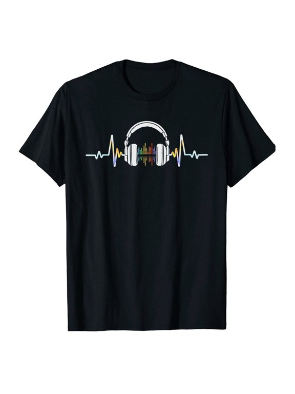 Heartbeat Headphone Sound Music Lover Musician Producer DJ Audio Edm Pop Apparel T-Shirt, Size S-5XL