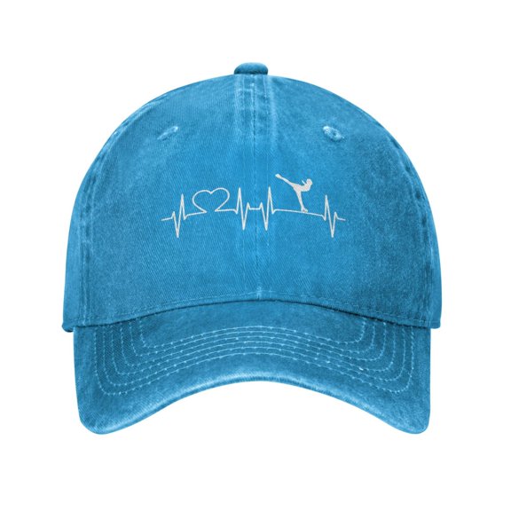 Heartbeat Ice Skating Figure Skater Unisex Adult Washed Denim Cotton Sport Outdoor Baseball Cap Adjustable Cowboy Baseball Hat