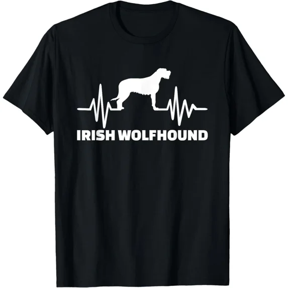 Heartbeat Irish Wolfhound Dog Lover Animal IllustrationUnisex T-Shirt ,up to size 5XL