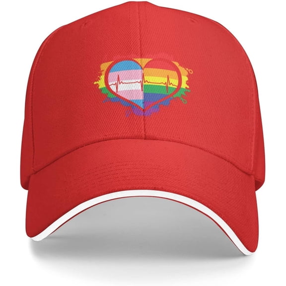 Heartbeat LGBT Pride Free Dad Hugs Gifts Baseball Cap Golf Hat Dad Hat Trucker Hats for Men Women Summer Hats Gray
