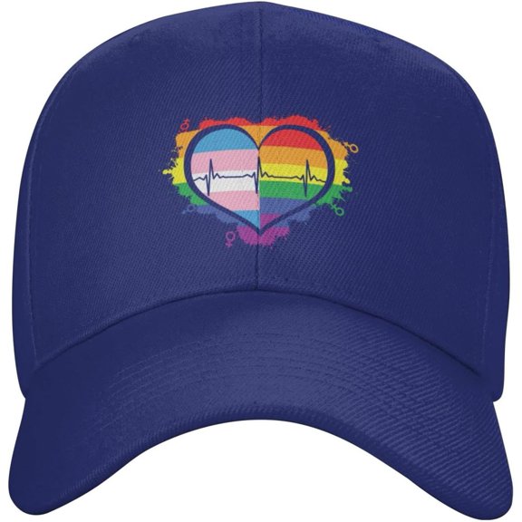 Heartbeat LGBT Pride Free Dad Hugs Gifts Summer Hat Baseball Cap for Men Women Adjustable Running Trucker Hat Black