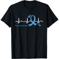 thumbnail image 1 of Heartbeat Light Blue Ribbon Prostate Cancer Awareness T-Shirt, 1 of 3