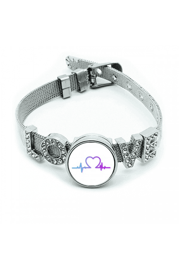 Heartbeat Line Gradually Changing Emotions Bracelet Wristband Crystal Love Adjustable Bangle