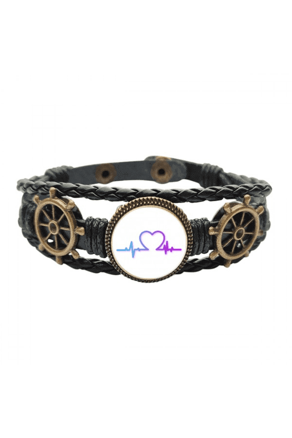 Heartbeat Line Gradually Changing Emotions Leather Braided Ocean Bracelet Wristband