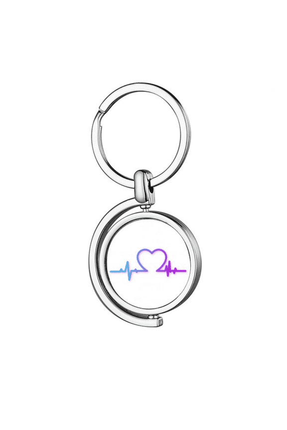 Heartbeat Line Gradually Changing Emotions Rotating Keychain Metal Keyring Holder