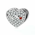 thumbnail image 1 of Heartbeat Love Heart Bead Charm Clear Cubic Zirconia Sterling Silver Womens Ginger Lyne Collection, 1 of 4