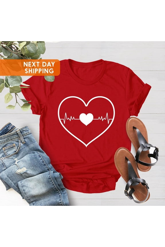 Heartbeat Love Shirt, Nurse Shirt, Girlfriend, Heart T Shirt, Couple TShirt, Valentines Shirt, Healthcare Worker, Shirt For Women Tshirt All Size S-5XL
