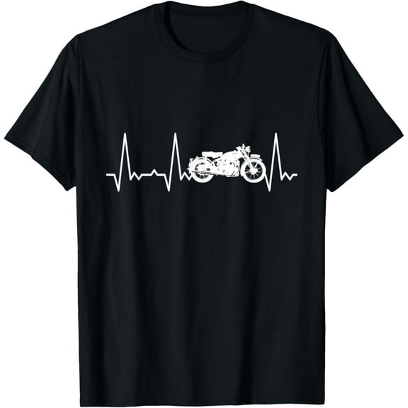 Heartbeat Motorcycle T-ShirtMen and women, Black T-shirt, size: Extra large