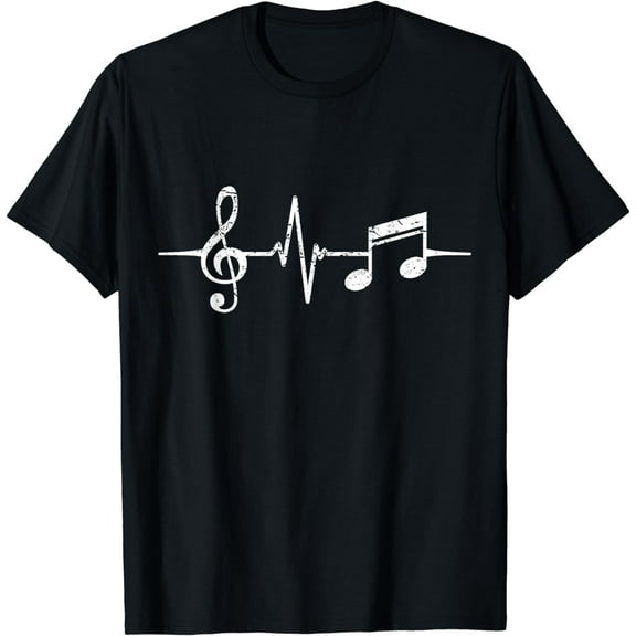 Heartbeat Musical Notes Musician Stuff Funny Music T-Shirt