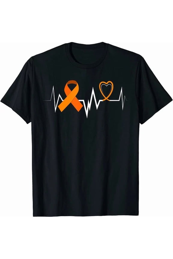 Heartbeat Orange Ribbon Multiple Sclerosis Awareness Unisex S-5XL T-Shirt