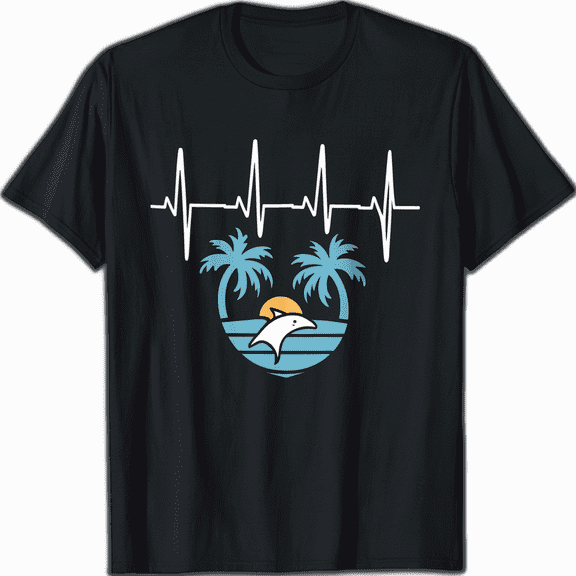 Heartbeat Palm Trees Family Vacation T-Shirt