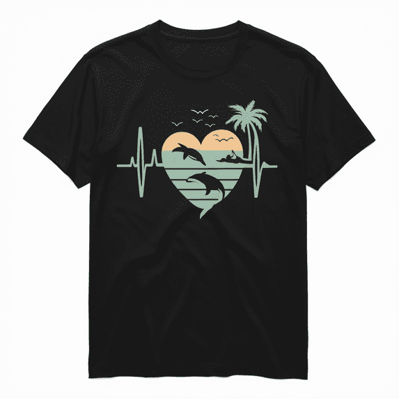 Heartbeat Palm Trees Lover T-Shirt