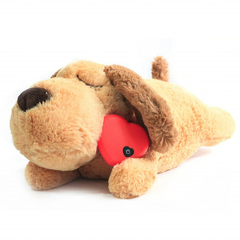 Dog Heartbeat Toy for Puppy Anxiety Relief, Heartbeat Stuffed Animal  Heartbeat Plush Toy for Small, Medium, and Large Dogs (Brown)
