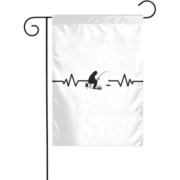 Heartbeat Pulse Line Ice Fishing Double Sided Garden Flag Polyester 12x18 Inch Outdoor Yard Home Party Welcome Flag