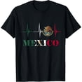 thumbnail image 1 of Heartbeat Pulse Mexico Emblem Mexico Flag Mexican Pride T-Shirt Tee, 1 of 4