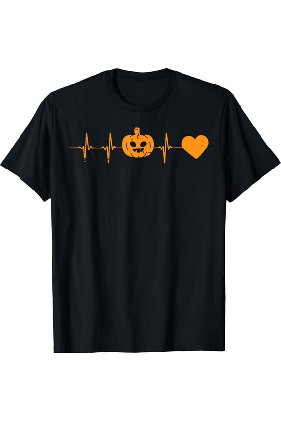 Heartbeat Pumpkin Scrub Top Nurse Halloween Costume Women RN T-Shirt