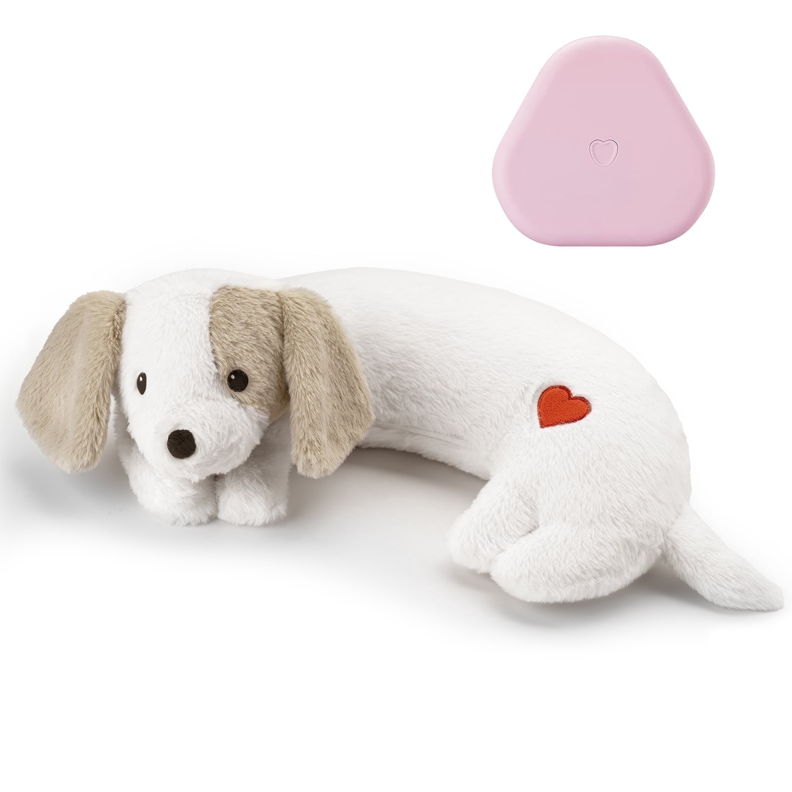 Heartbeat Puppy Toy for Dogs, Heartbeat Stuffed Animal for Anxiety Relief Calming Aid, Heartbeat Stuffed Toy for Behavioral Aid Crate Kennel Training, Puppy Essentials White