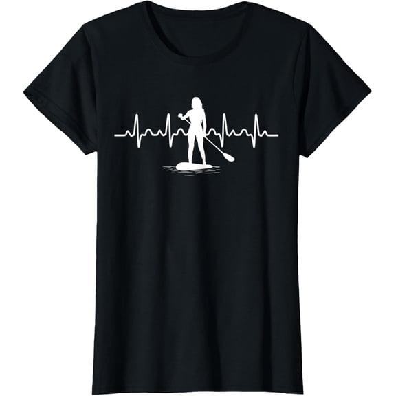 Heartbeat SUP Cool EKG Stand Up Paddling Lover Women Girls T-Shirt