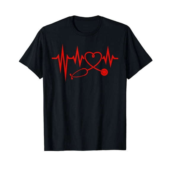Heartbeat Scrub Valentine Nurse Valentines Day RN ICU T-Shirt