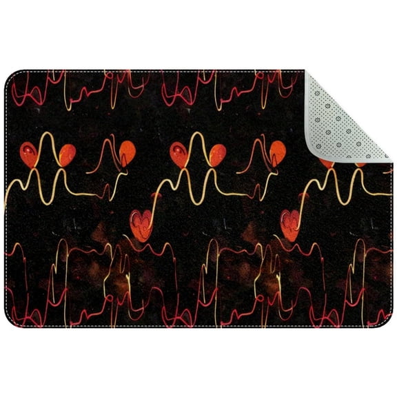 Heartbeat Seamless Pattern Small Area Rug, Non-Slip Door Mat Indoor Floor Mat, Washable Kitchen Rug Entrance Door Mat for Bedroom Living Room