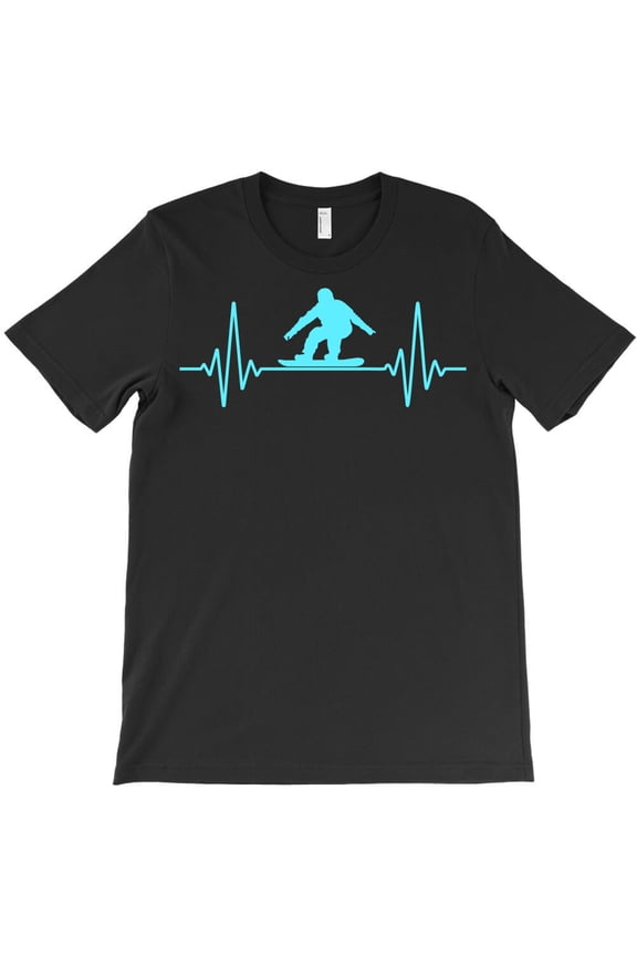 Heartbeat Snowboarding Snowboard Mountain Winter Themed Graphic Design G26260 Unisex T-Shirt, Up to Size 5XL