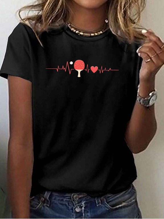 Heartbeat Table Tennis Ping Pong Player Sports Lover T-Shirt