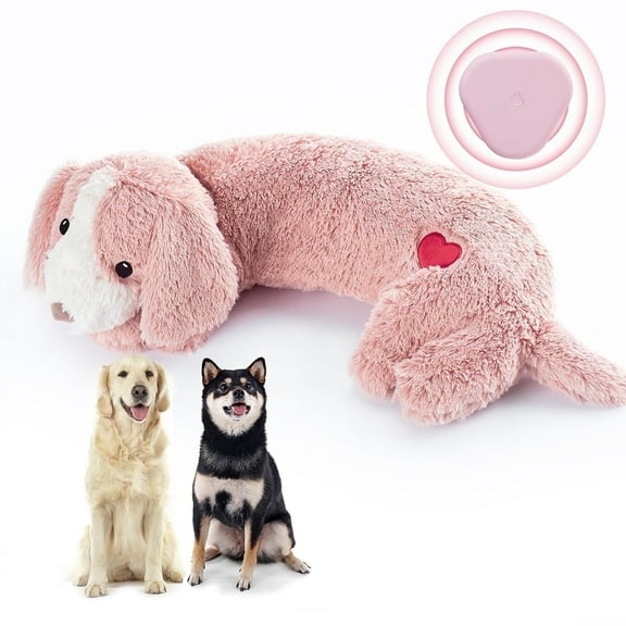 Heartbeat Toy Puppy Heartbeat Stuffed Toy for Dog Calming Aid, Heartbeat Puppy Toy for Pets Anxiety Relief, Dog Comfort Toy for Behavioral Aid Crate Training, Puppy Essential Pink